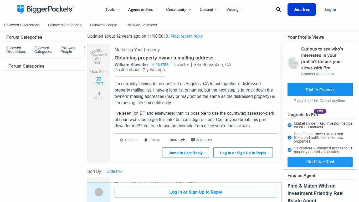 Obtaining property owner's mailing addressObtaining property owner's mailing address